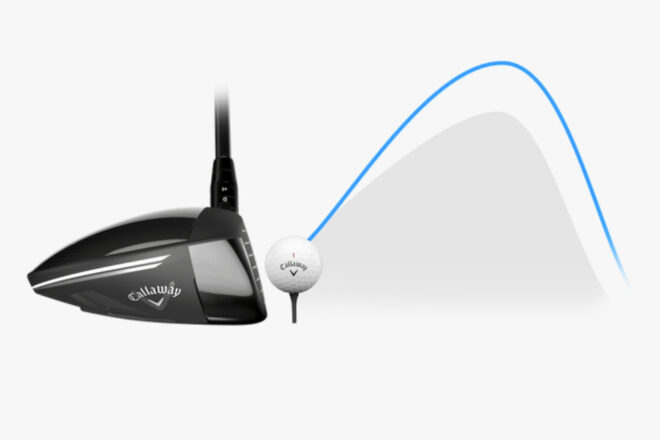 Illustration der Ballflugbahn mit dem Callaway Paradym Ai Smoke Ti 340 Mini-Driver